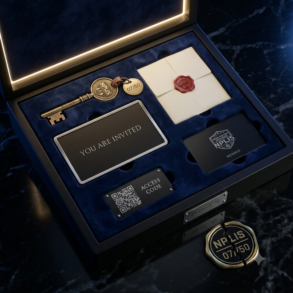 Open NPLIS strategic investor invitation box with key, sealed letter and member card